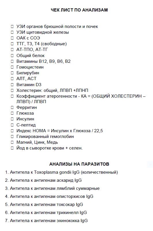 Какие анализы сдавать для профилактики? Чек-лист от Лии Воловой, нутрициолога, йогатерапевта, эксперта по ЗОЖ